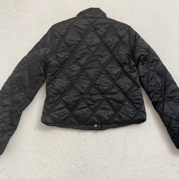 Guess Quilted Cropped Jacket Size M Black Snap Front Puffer Coat Moto ZipPockets - Picture 5 of 16